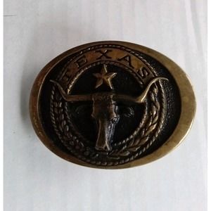 Registered Collection Texas‎ Longhorn Belt Buckle Solid Brass Souvenir